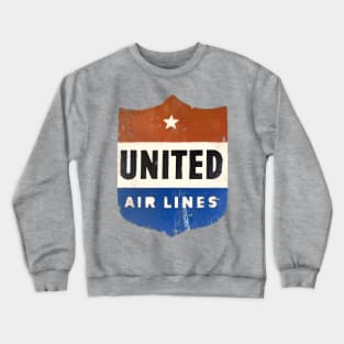 United Air Lines - Distressed, Vintage LuggageSticker Crewneck Sweatshirt